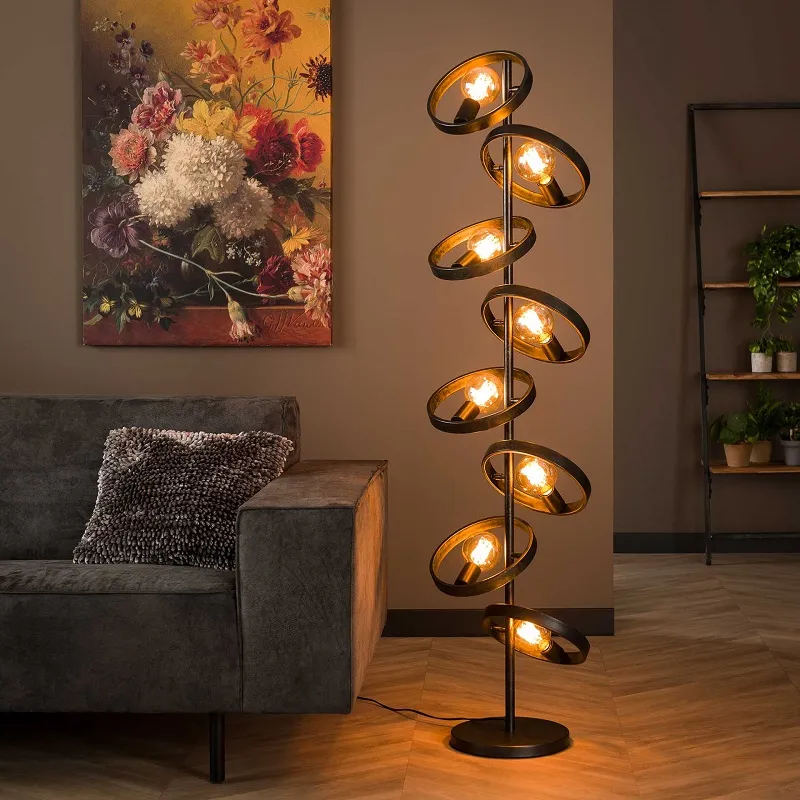 Stehlampe Yoko | 8 Leuchten | Metall | Charcoal