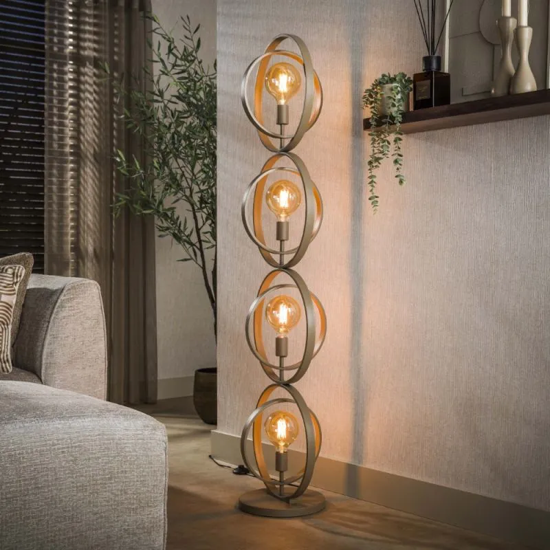 Stehleuchte Vejin 4 Lampen | Metallringe | Beige