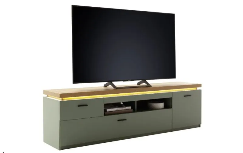 TV-Board Moniz 1 | Salbei grün / Eiche Evoke