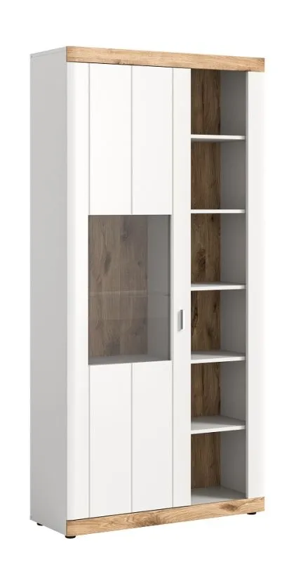 Vitrine Laredo | weiß / Nox Oak | LED Beleuchtung ohne Beleuchtung