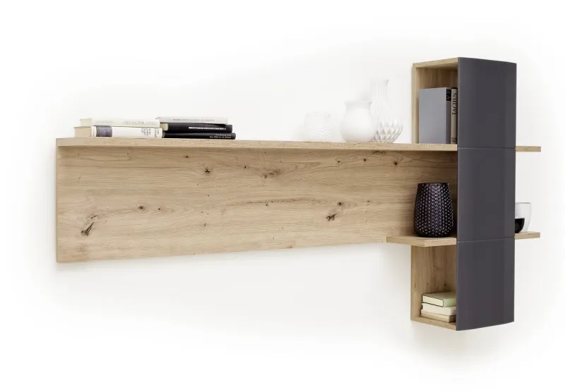 Wandboard Cordona 2 | Balkeneiche / anthrazit | LED Beleuchtung mit LED Bandbeleuchtung 115 cm