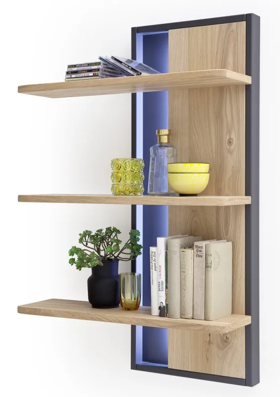 Wandregal Portland | Asteiche Bianco massiv mit LED Band 90 cm