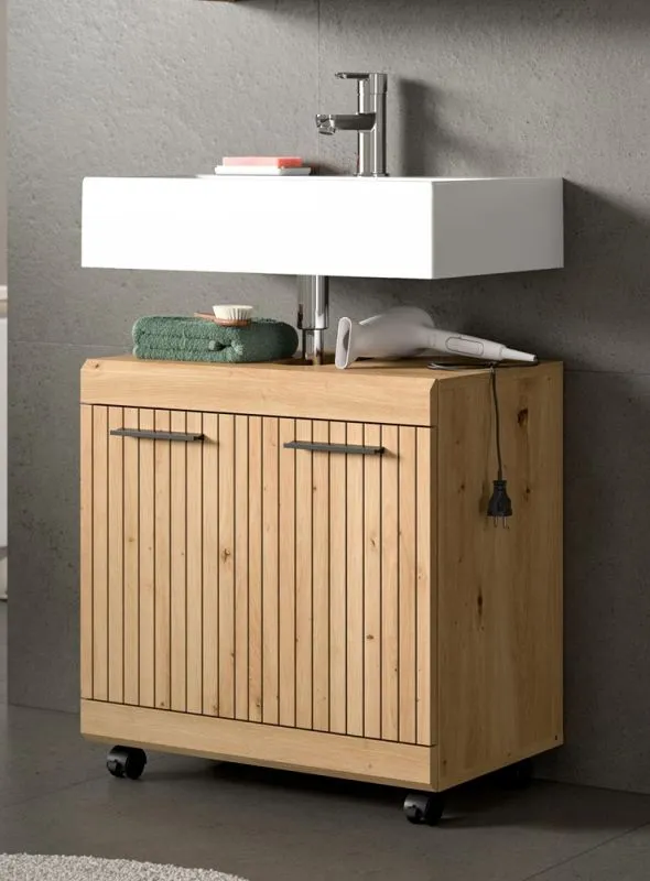 Waschbeckenunterschrank Scout auf Rollen | Artisan Eiche