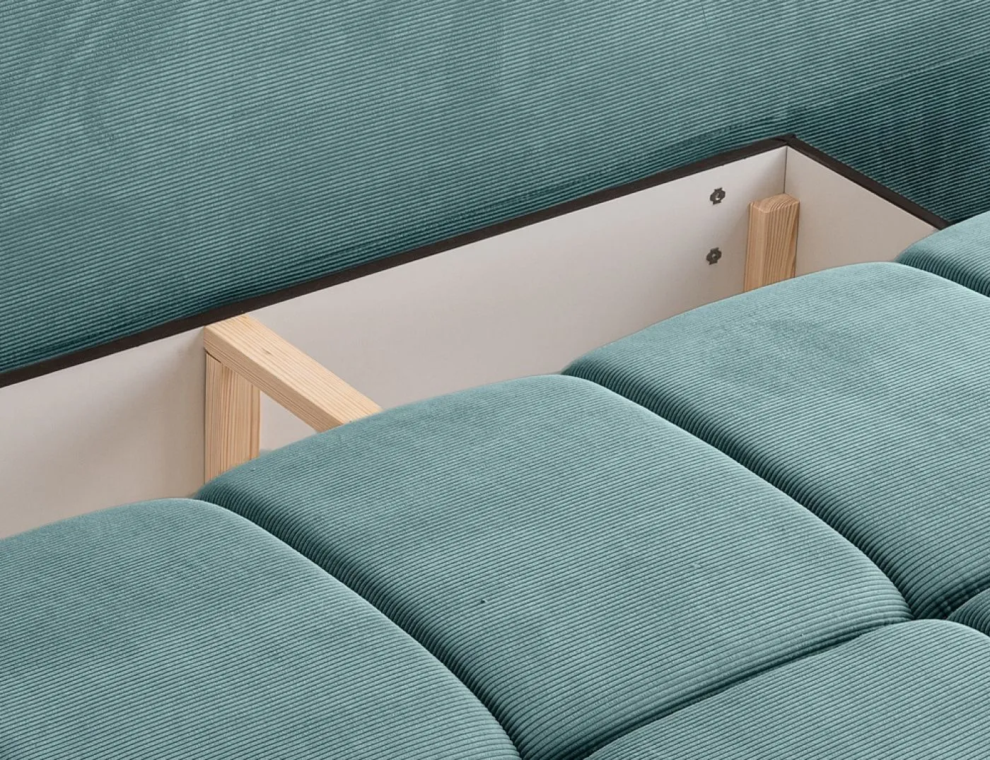 2-Sitzer Schlafsofa Lauder mit Bettkasten | 207cm | Cord | mint-blau