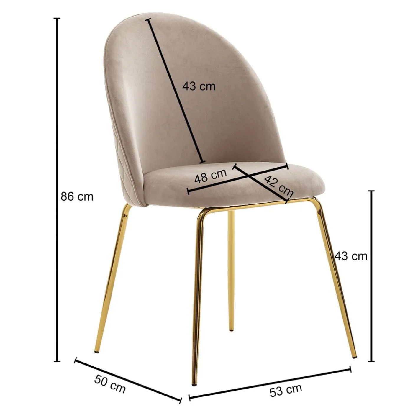 2er Set 4-Fuß Polsterstuhl Diama | samt | beige