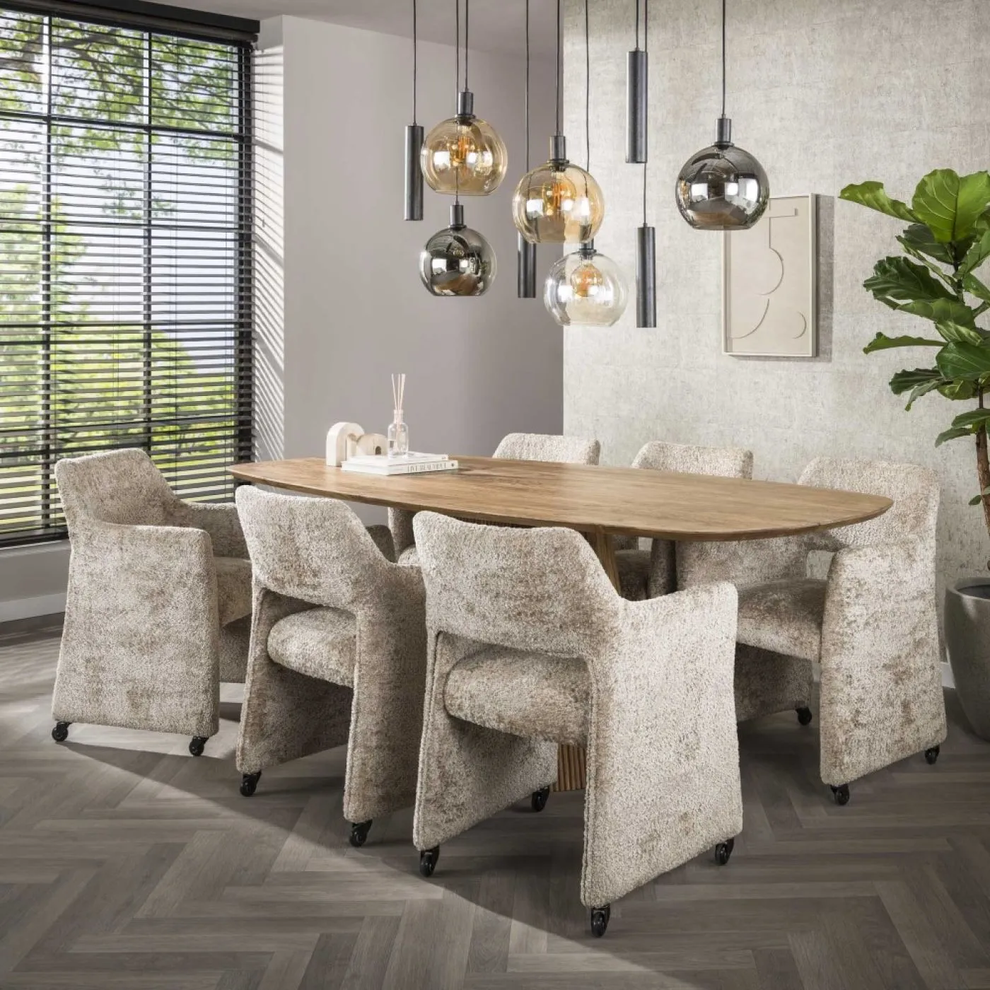 2er Set Stuhl Palio | mit Rollen | Alura sand