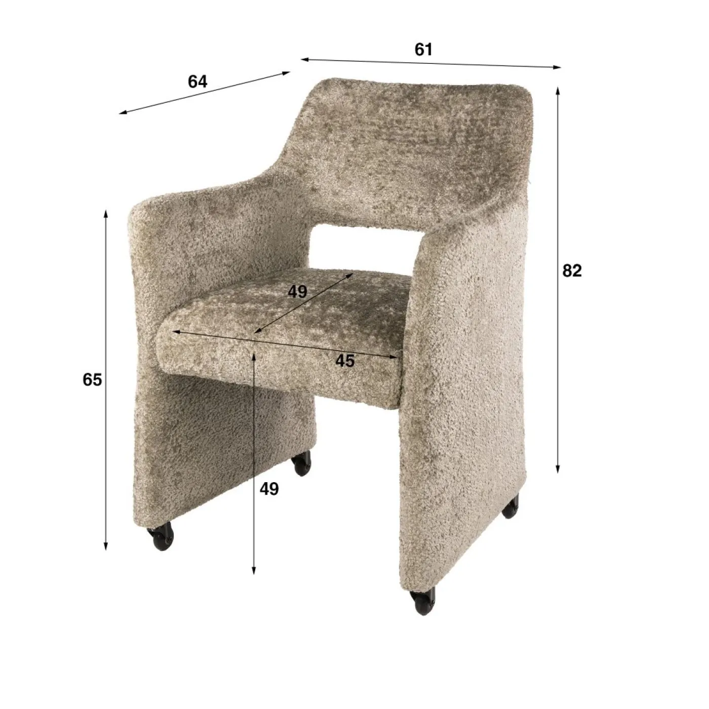 2er Set Stuhl Palio | mit Rollen | Alura sand
