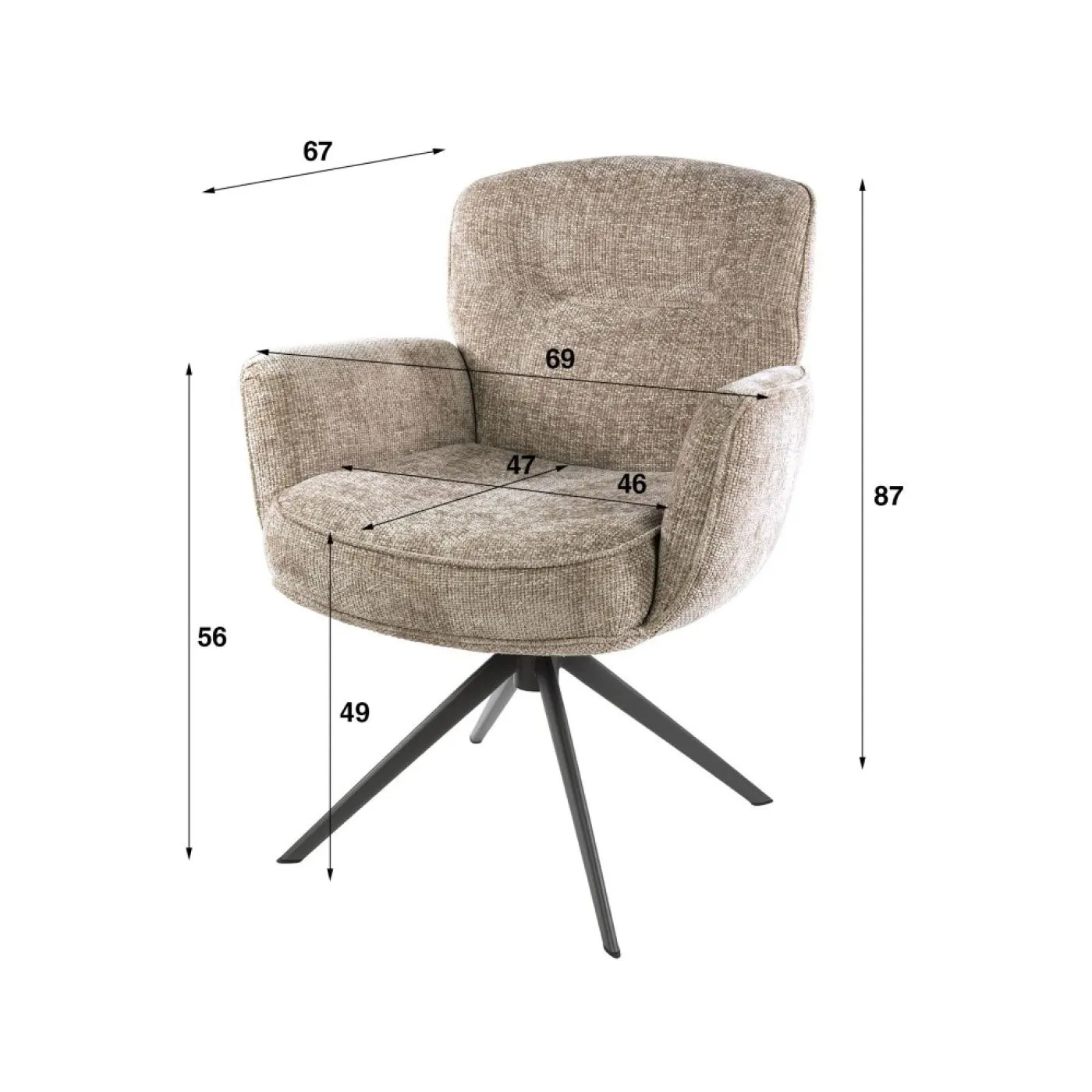 2er Set Sessel Duba | drehbar | Sandfarbe