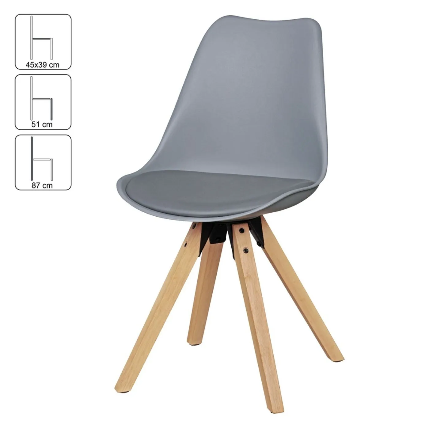 2er Set Esszimmerstuhl LIMA | Kunstleder | grau