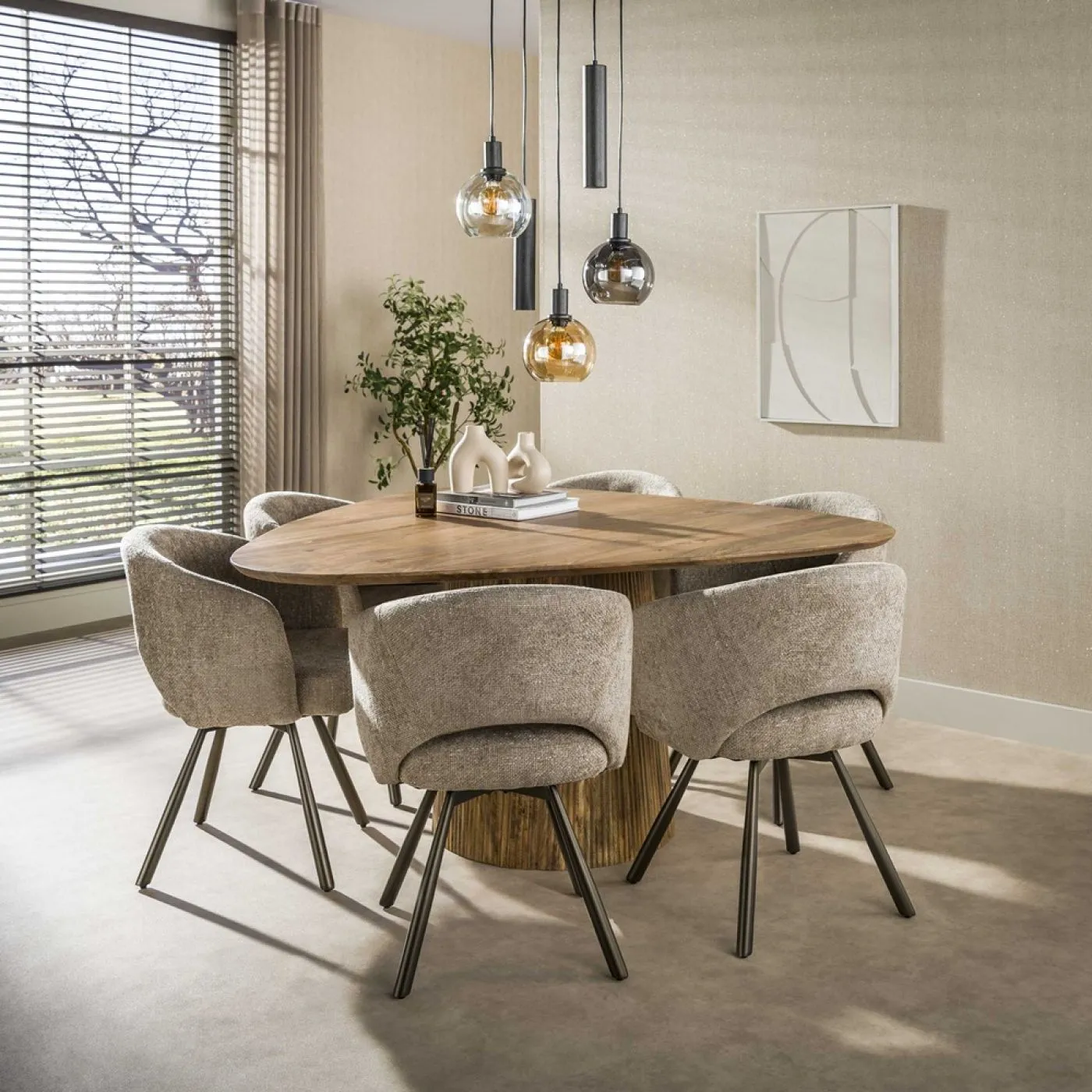 2er Set Stuhl Liva | Cargo | drehbar | sand-braun