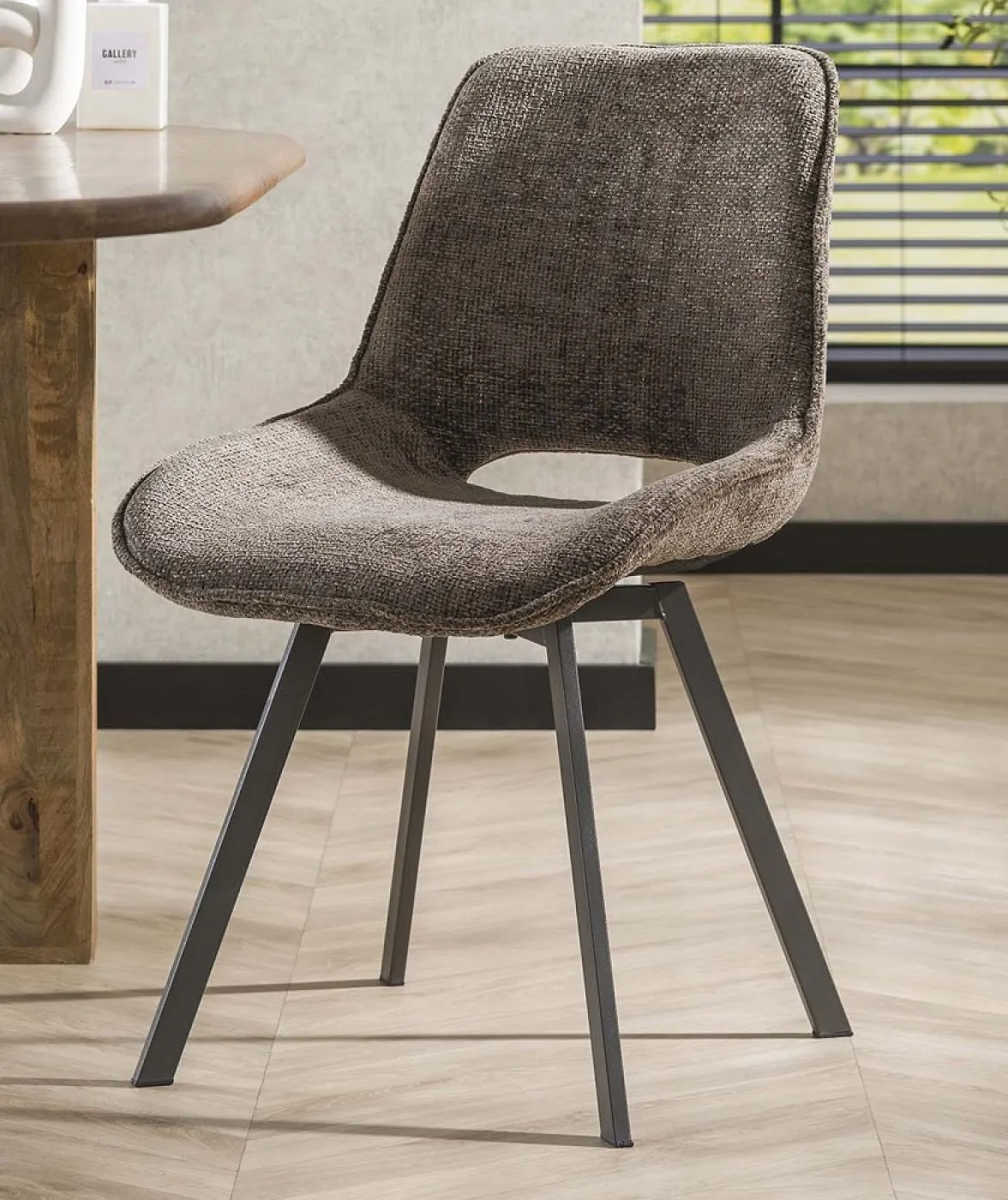 4er Set Stuhl Basi | drehbar | Chenille-Stoff | taupe