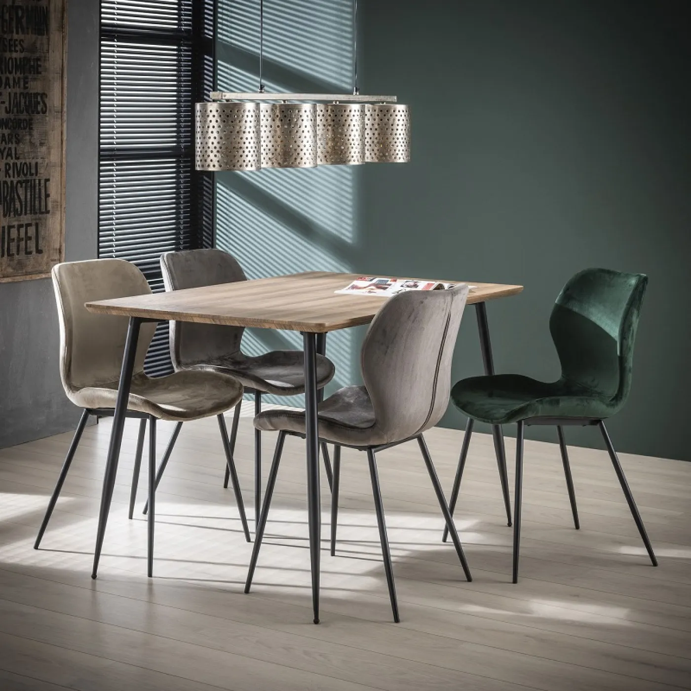 4er Set Stuhl Gonio Samt | champagner