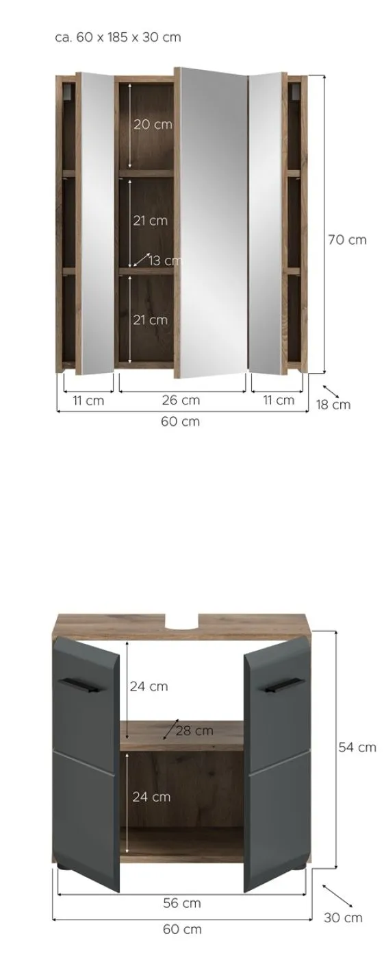 Bad Set Ice 2 | 2-teilig | Nox Oak / schwarz matt