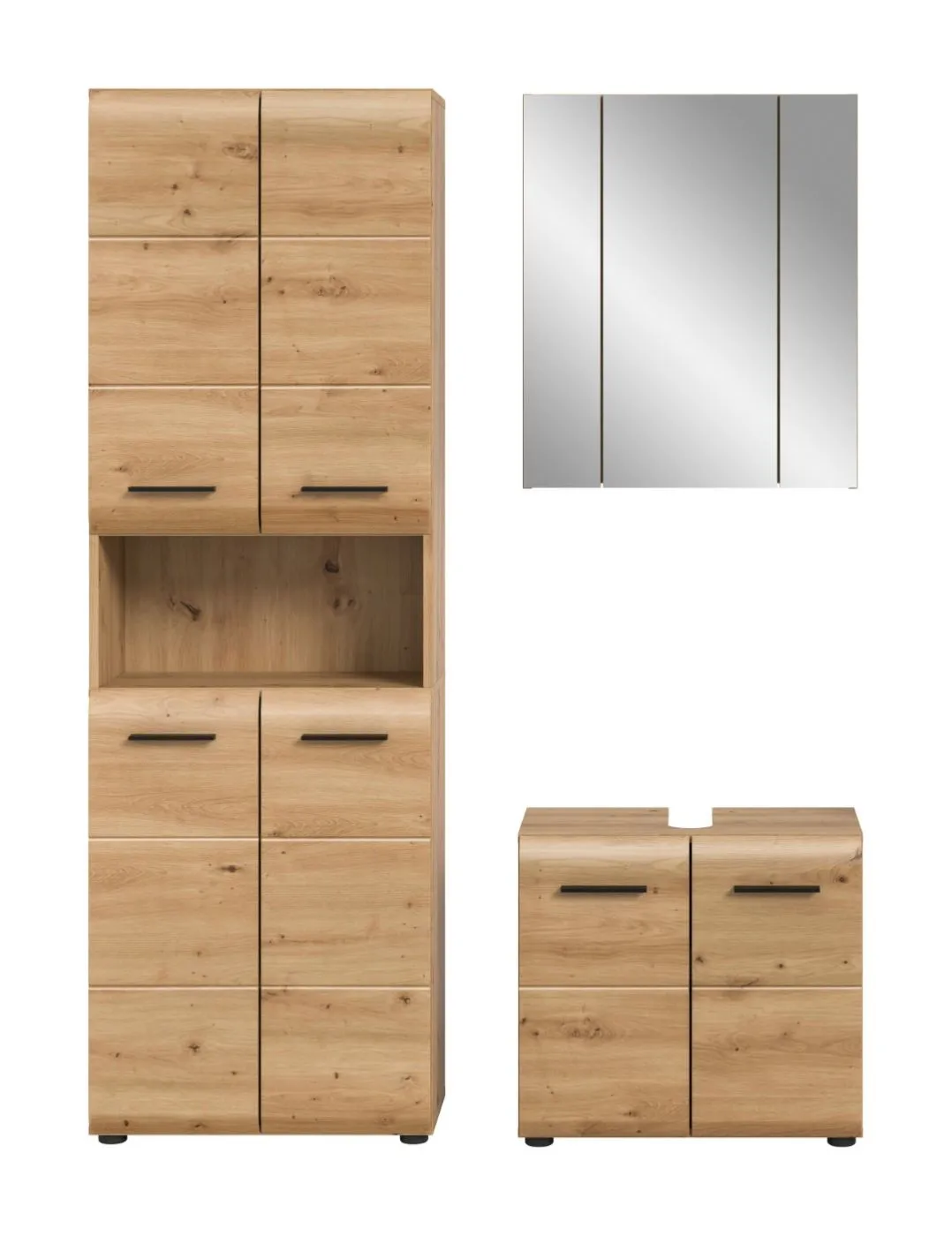 Bad Set Ice | 3-teilig | Artisan Oak mit Badaufsatzleuchte