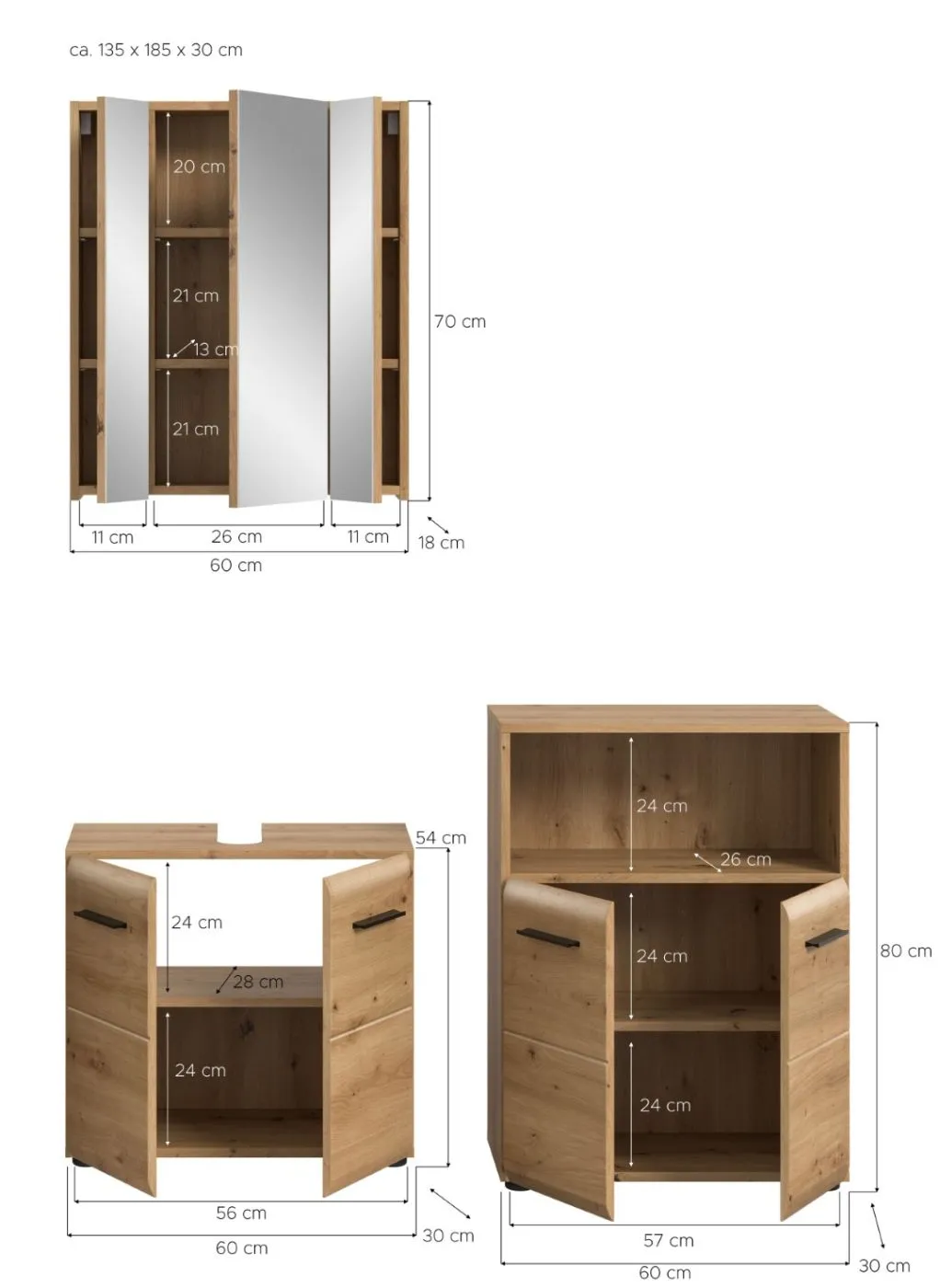 Bad Set Ice 6 | 3-teilig | Artisan Oak
