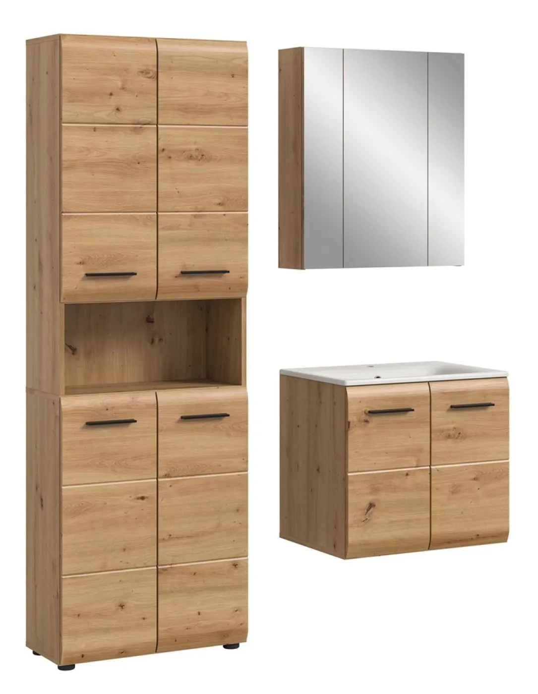 Bad Set Ice 6 | 3-teilig | Artisan Oak mit Badaufsatzleuchte