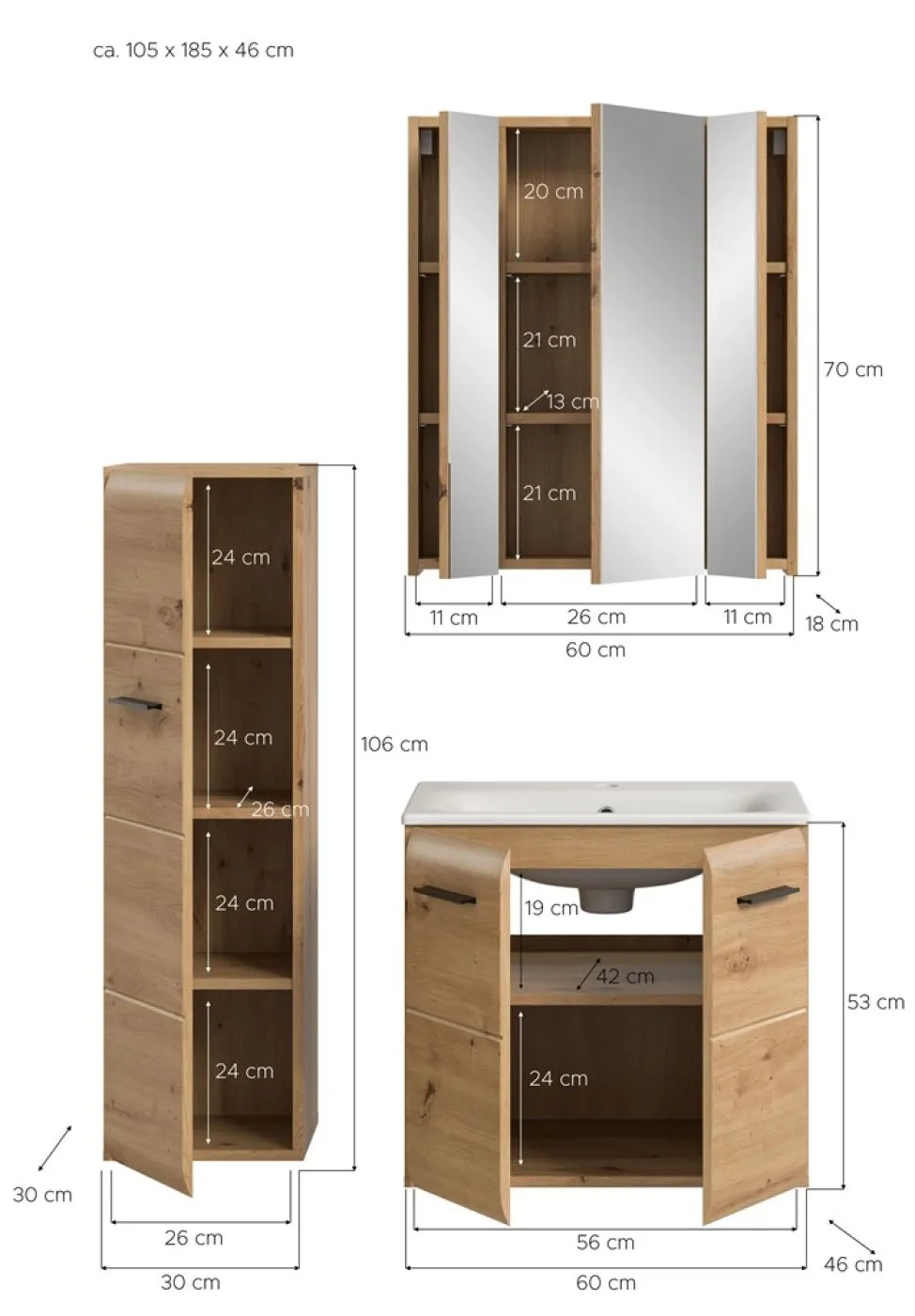 Bad Set Ice 8 | 3-teilig | Artisan Oak