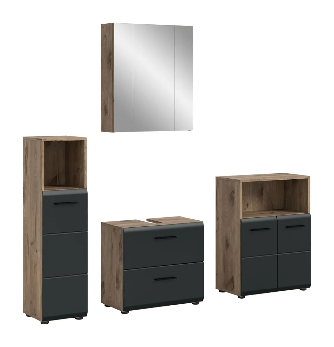 Bad Set Ice 8 | 4-teilig | Nox Oak / schwarz matt
