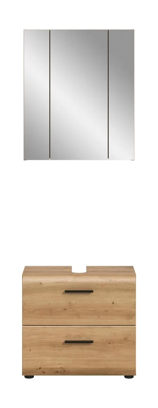 Bad Set Ice 9 | 2-teilig | Artisan Oak mit Aufsatzleuchte