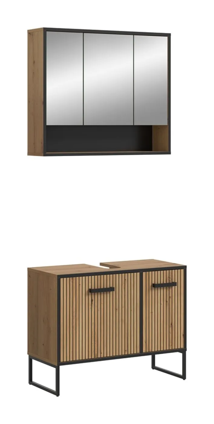 Badezimmer-Set Bagno 2 | Artisan Oak | 2-teilig mit Beleuchtung