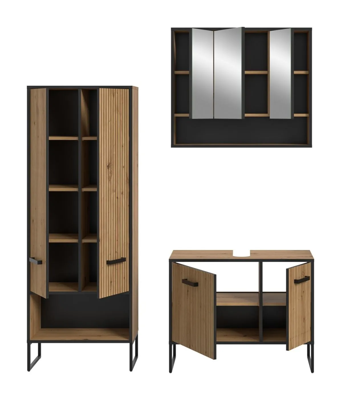 Badezimmer-Set Bagno 3 | Artisan Oak | 3-teilig mit Beleuchtung