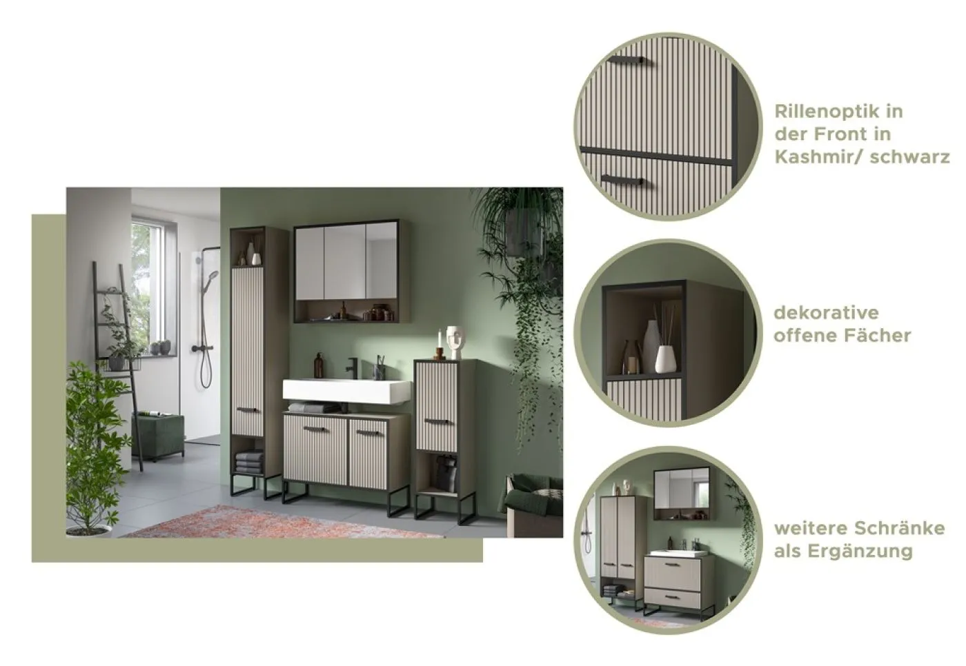 Badezimmer-Set Bagno | Kaschmir | 3-teilig | inkl. Waschbecken