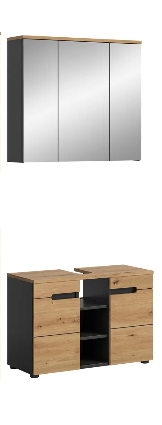 Badezimmer Set Canu 2 | 2-teilig | Artisan Eiche / Basalt grau | ohne Aufsatzleuchte