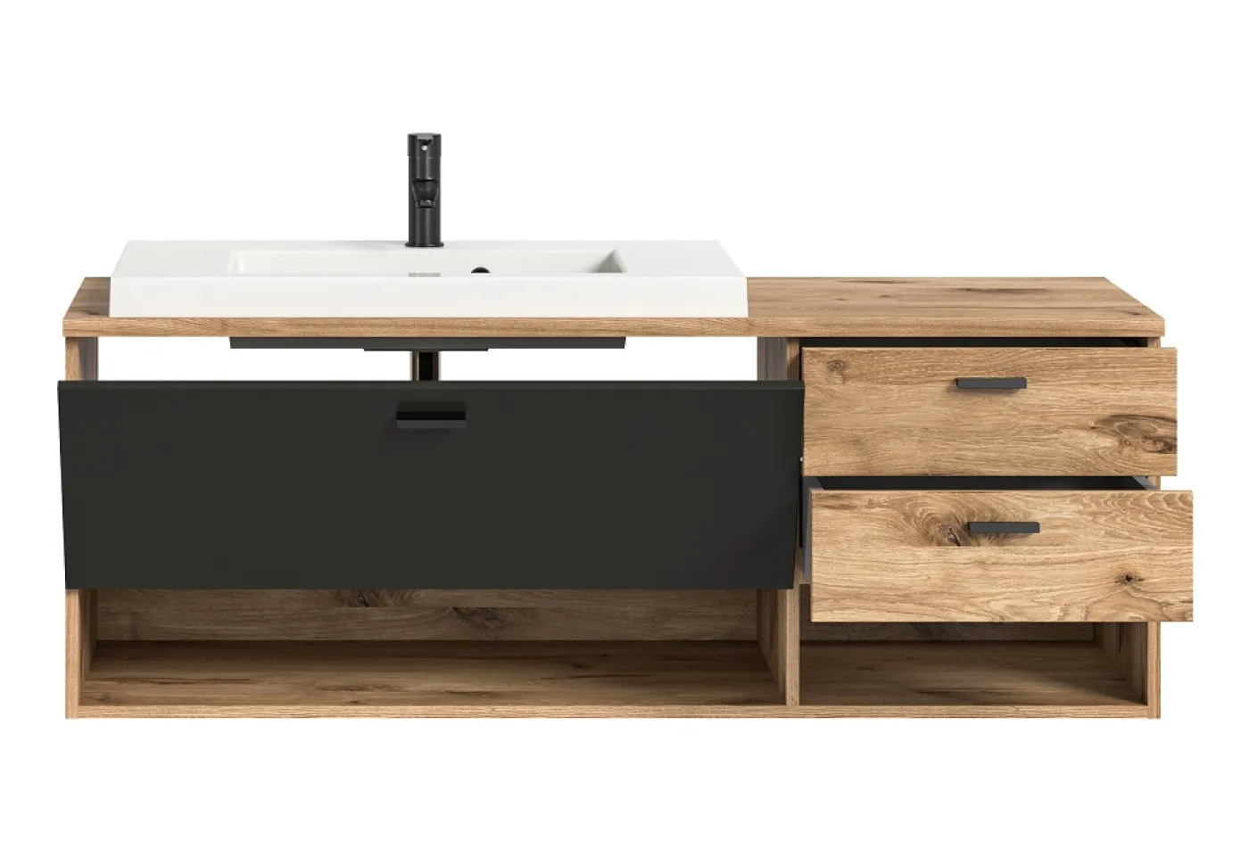 Badezimmer Set Grado | Nox Oak / grau | 3-teilig ohne Aufsatzleuchte