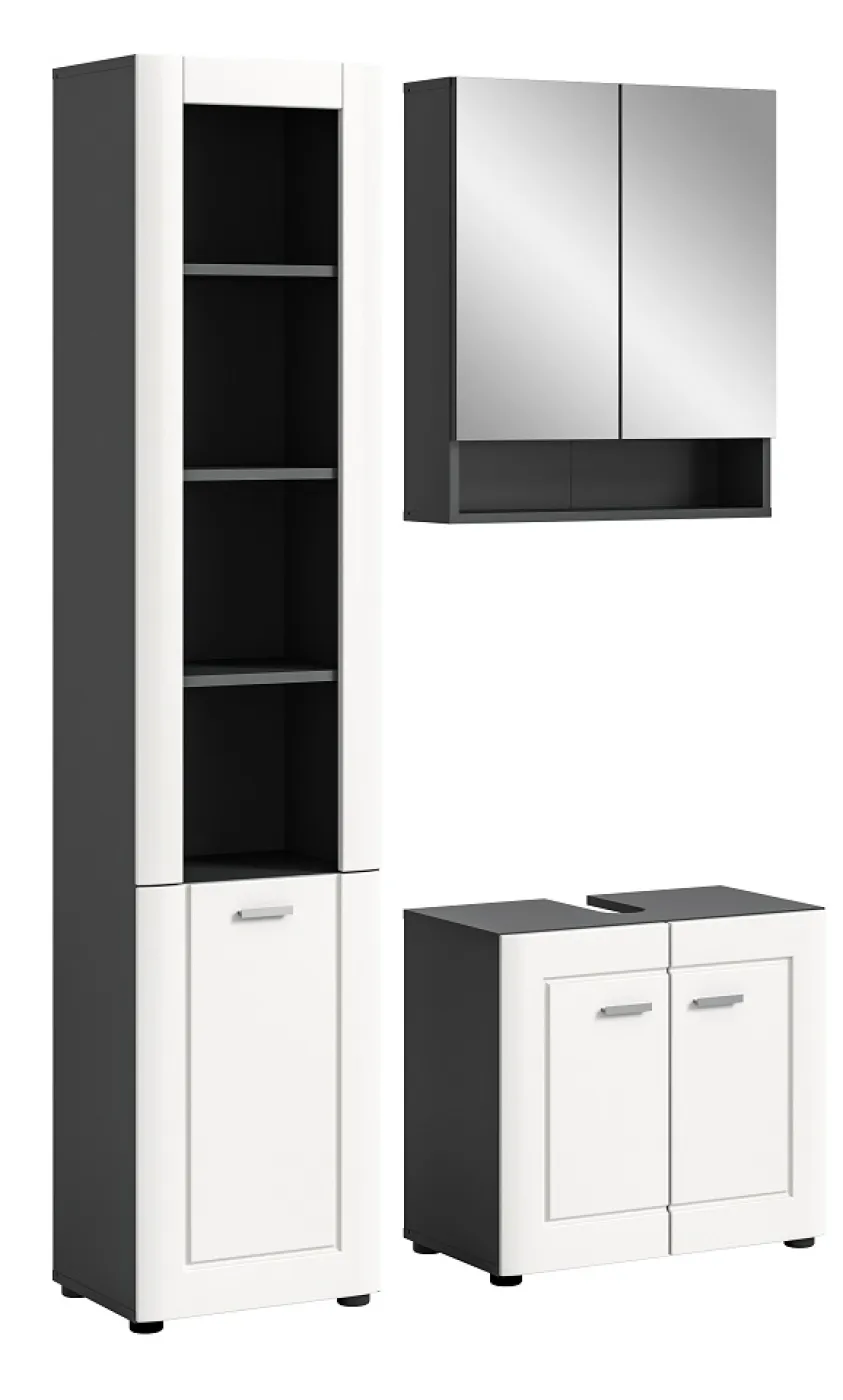 Badezimmer-Set Lago | weiß / grau | 3-teilig