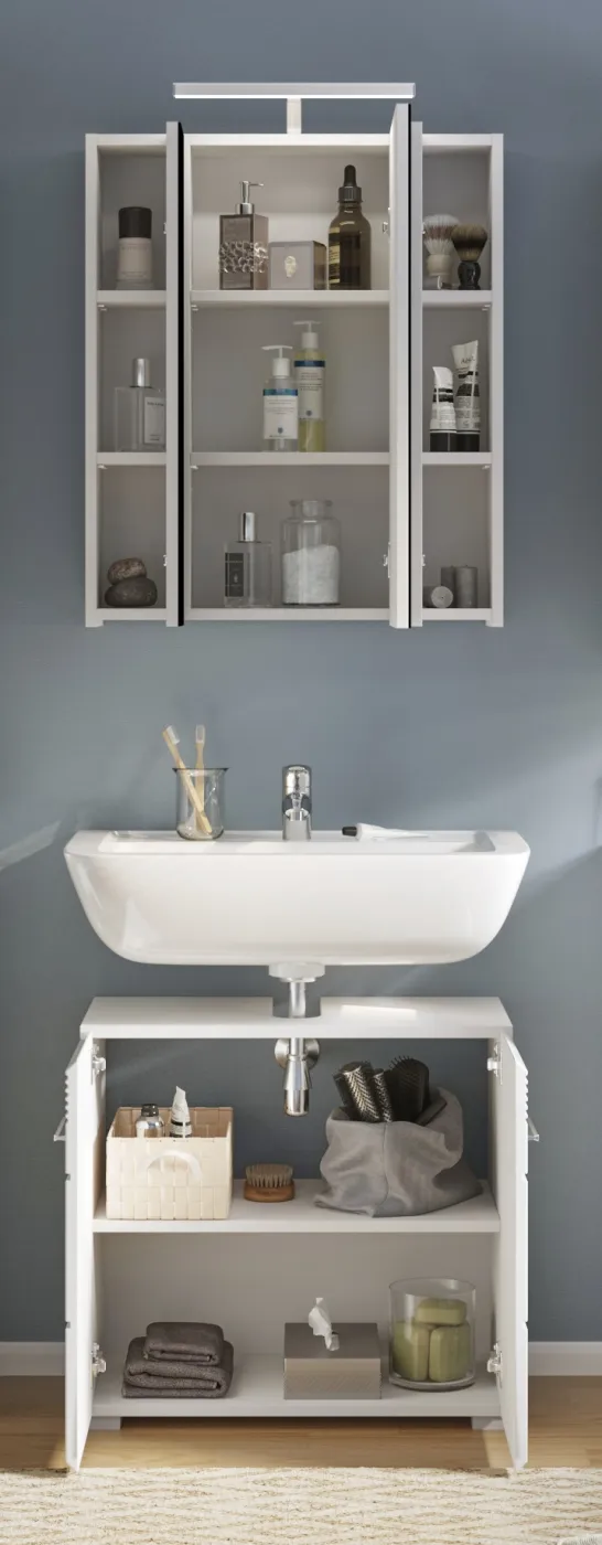 Badezimmer-Set Linus | weiß Hochglanz | 2-teilig ohne Aufsatzleuchte
