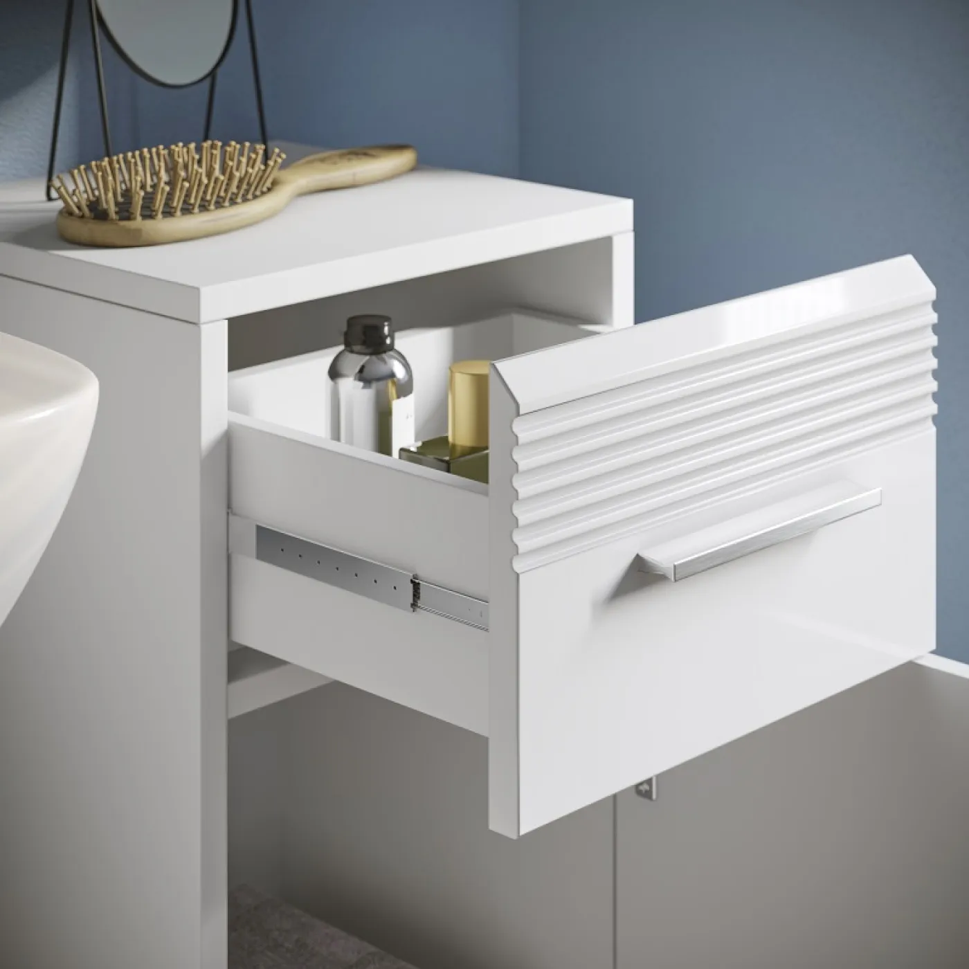 Badezimmer-Set Linus| weiß Hochglanz | 5-teilig