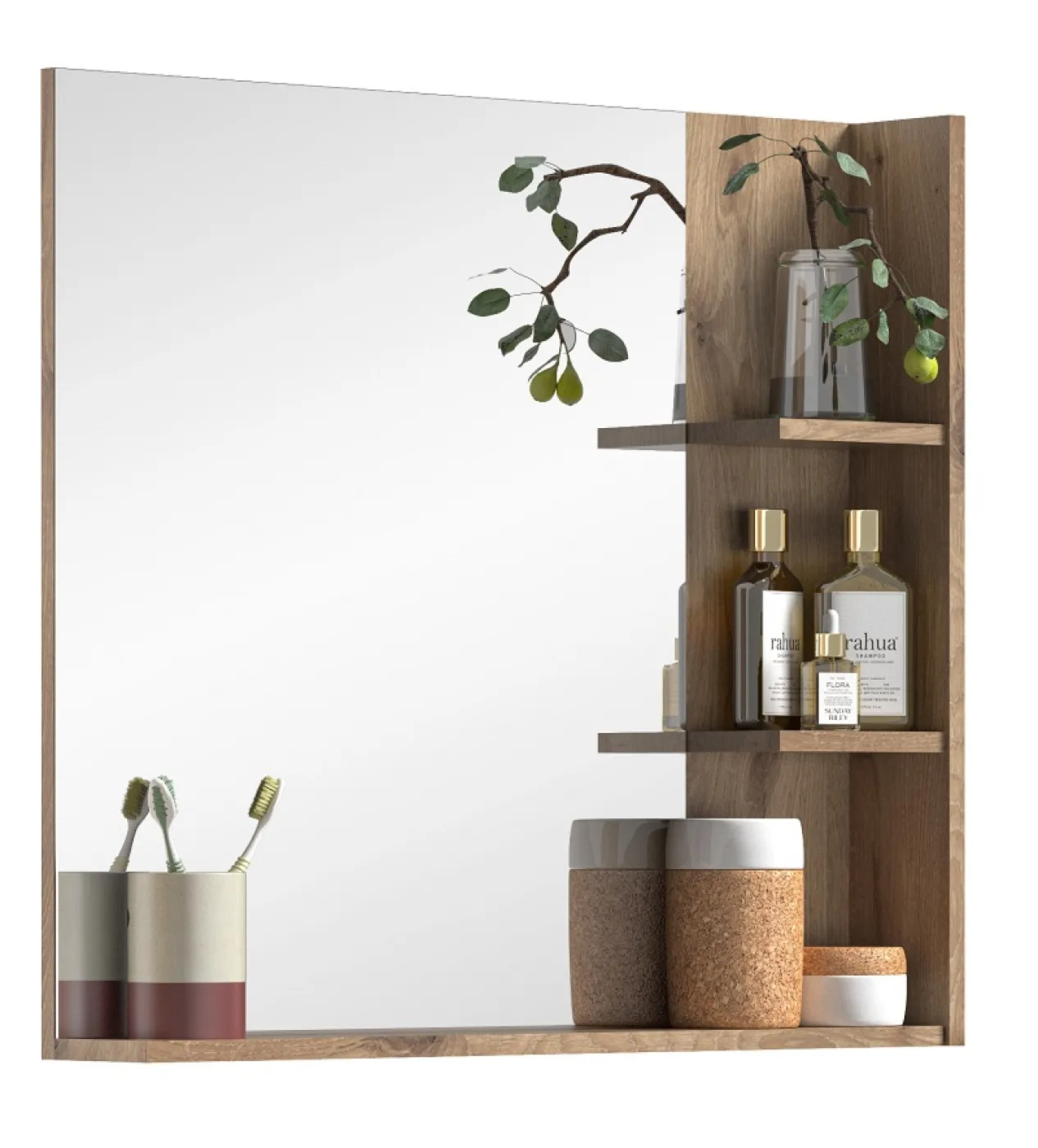 Badezimmer-Set Mason 1 | Nox Oak / Basalt grau | 5-teilig mit Handtuchhalter