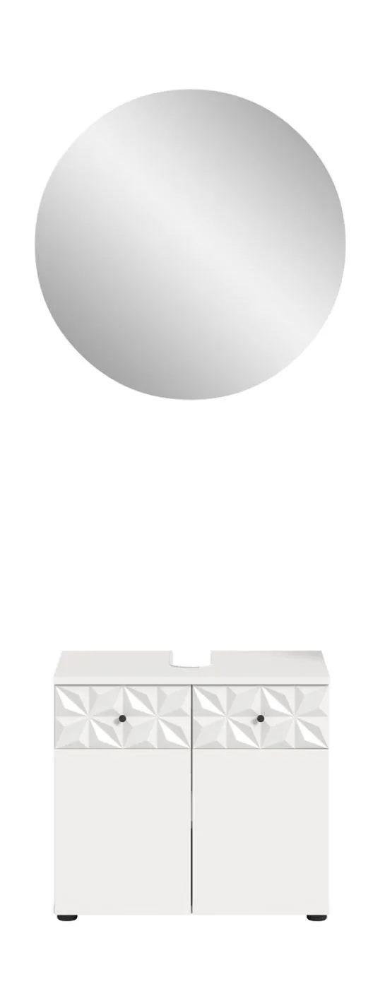 Badezimmer-Set Prisma 4 | weiß / weiß Hochglanz | 2-teilig | optional Beleuchtung