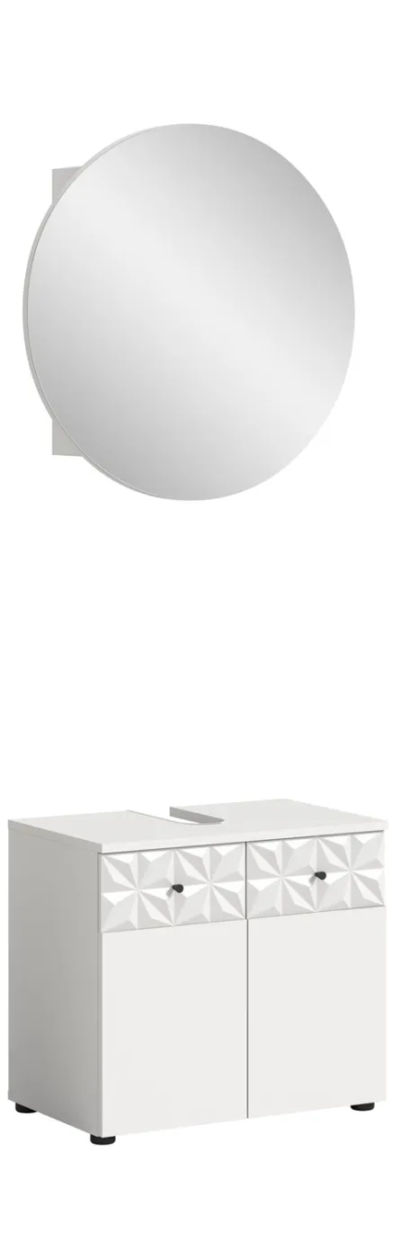 Badezimmer-Set Prisma 4 | weiß / weiß Hochglanz | 2-teilig | mit Beleuchtung
