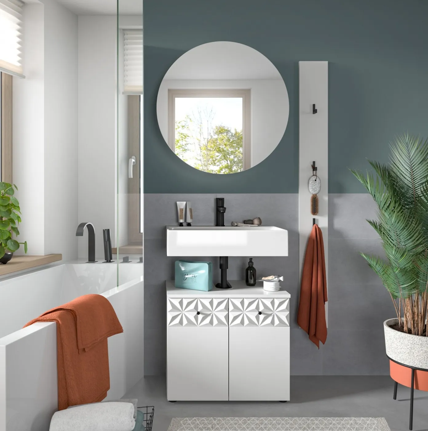 Badezimmer-Set Prisma 4 | weiß / weiß Hochglanz | 3-teilig | ohne Beleuchtung
