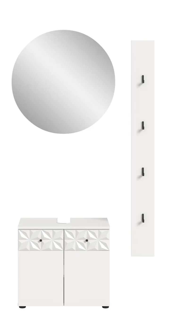 Badezimmer-Set Prisma 4 | weiß / weiß Hochglanz | 3-teilig | ohne Beleuchtung