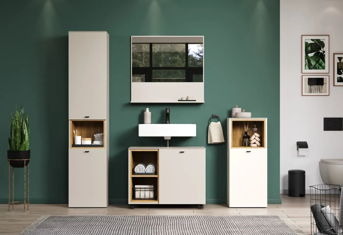 Badezimmer-Set Sao Paulo | Kaschmir / Evoke Eiche | 4-teilig