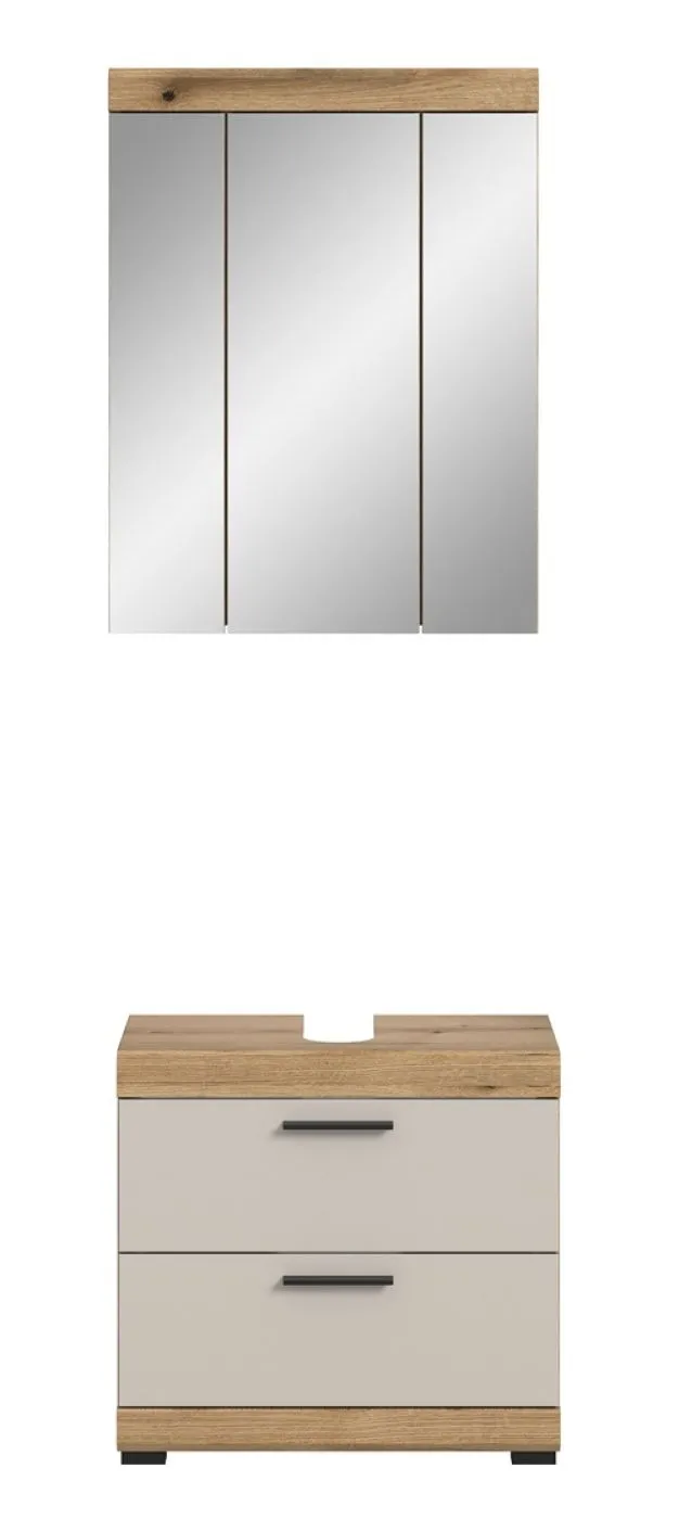 Badezimmer-Set Scout 1 | Kaschmir / Evoak Oak | 2-teilig mit Aufsatzleuchte