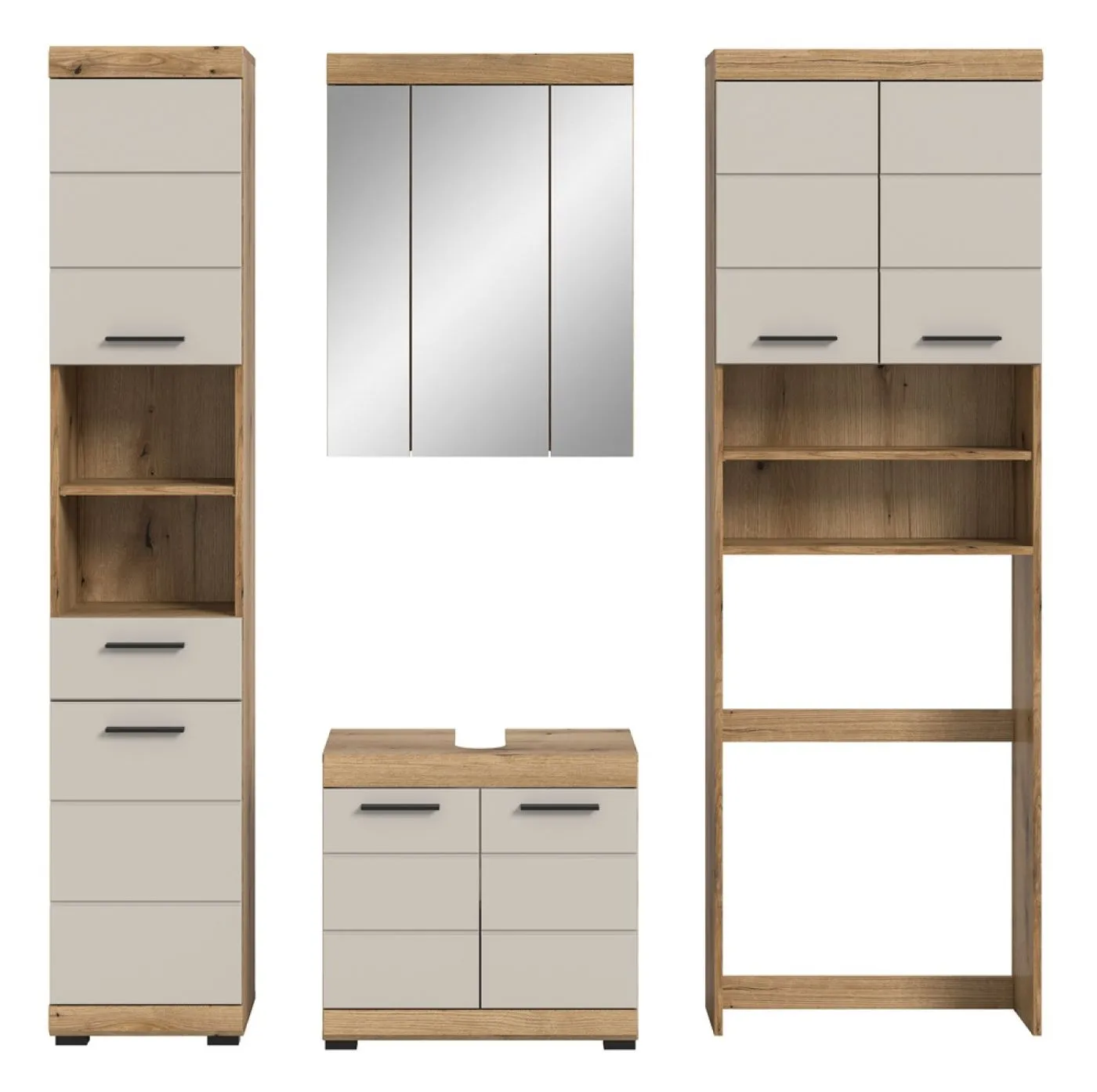 Badezimmer-Set Scout 1 | Kaschmir / Evoak Oak | 4-teilig mit Aufsatzleuchte