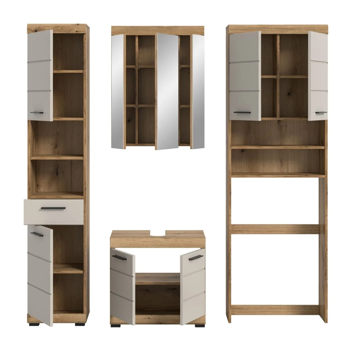 Badezimmer-Set Scout 1 | Kaschmir / Evoak Oak | 4-teilig ohne Aufsatzleuchte