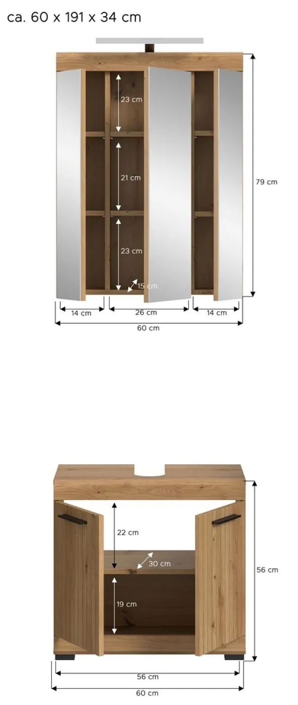 Badezimmer-Set Scout 2 | Artisan Eiche | 2-teilig mit Aufsatzleuchte