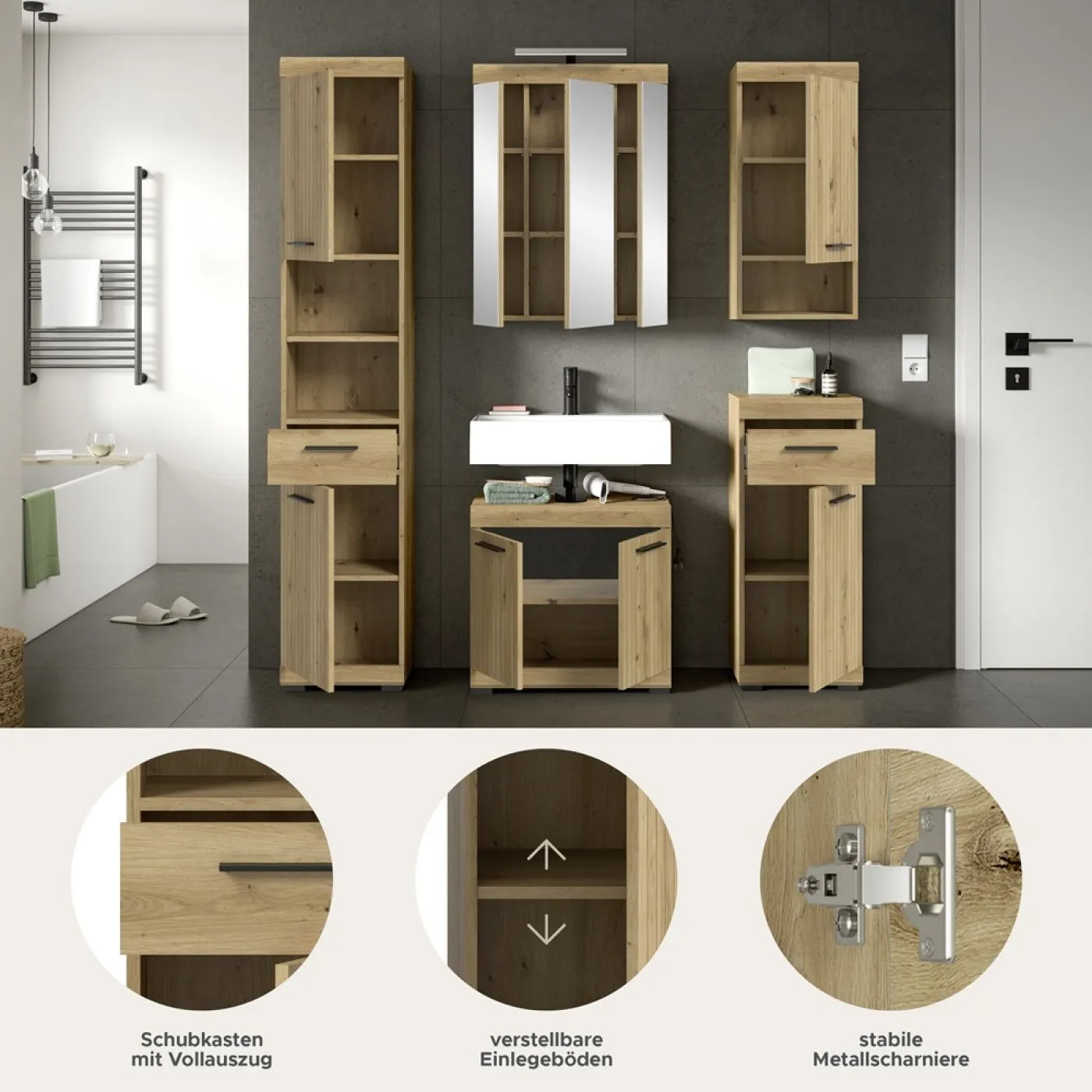 Badezimmer-Set Scout 2 | Artisan Eiche | 5-teilig