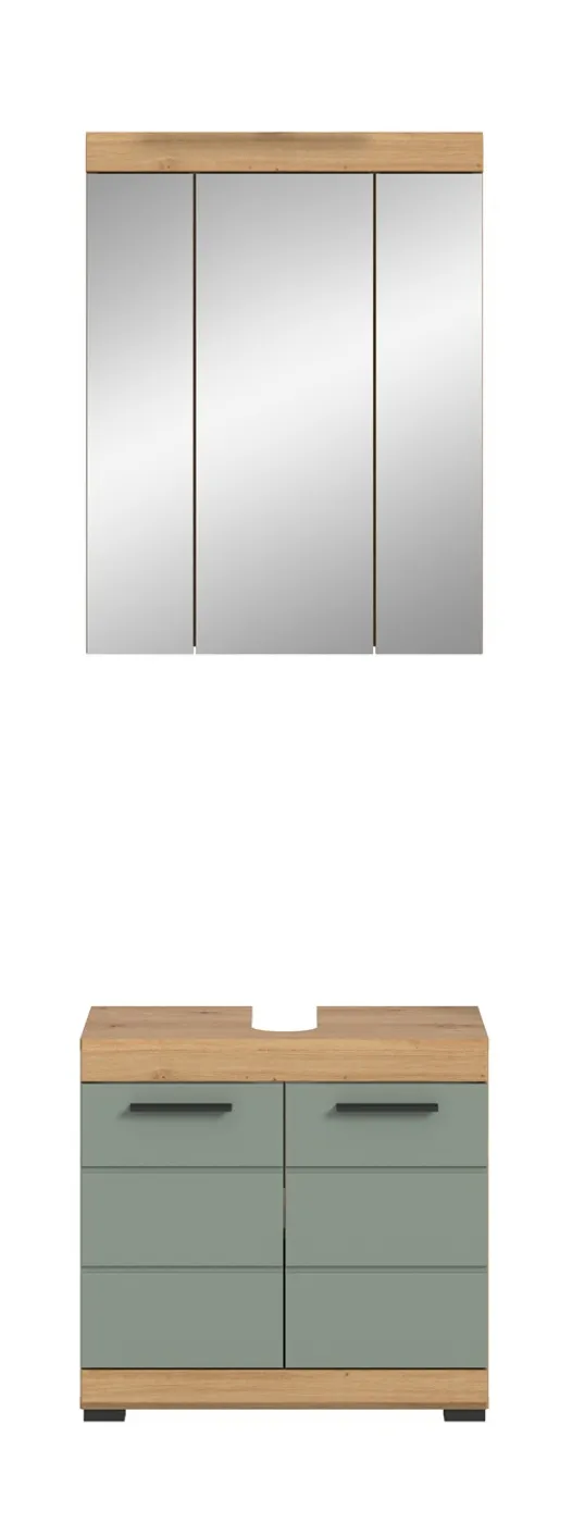 Badezimmer-Set Scout 2 | Salbei / Artisan Eiche | 2-teilig | mit Aufsatzleuchte
