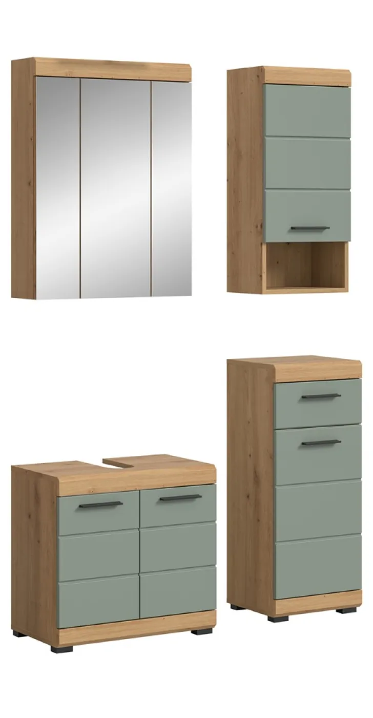 Badezimmer-Set Scout 2 | Salbei / Artisan Eiche | 4-teilig | ohne Aufsatzleuchte