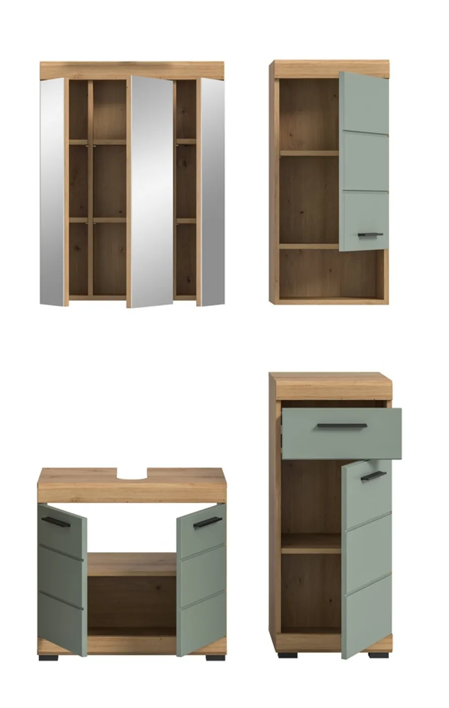 Badezimmer-Set Scout 2 | Salbei / Artisan Eiche | 4-teilig | ohne Aufsatzleuchte