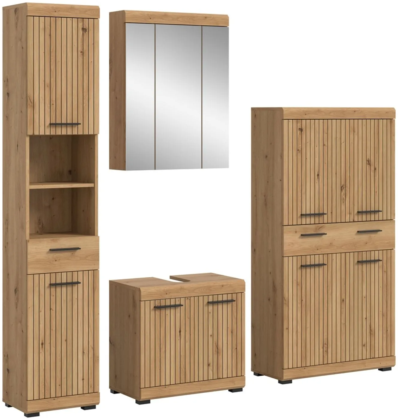 Badezimmer-Set Scout 3 | Artisan Eiche | 4-teilig mit Aufsatzleuchte