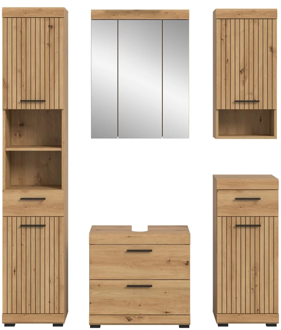 Badezimmer-Set Scout 3 | Artisan Eiche | 5-teilig mit Aufsatzleuchte