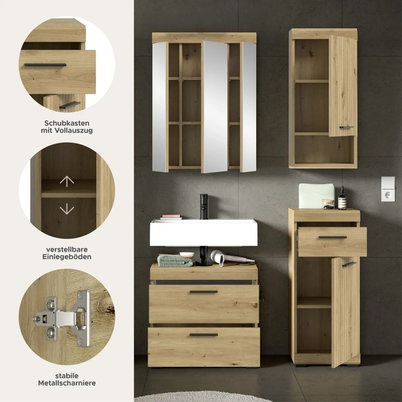 Badezimmer-Set Scout 6 | Artisan Eiche | 4-teilig