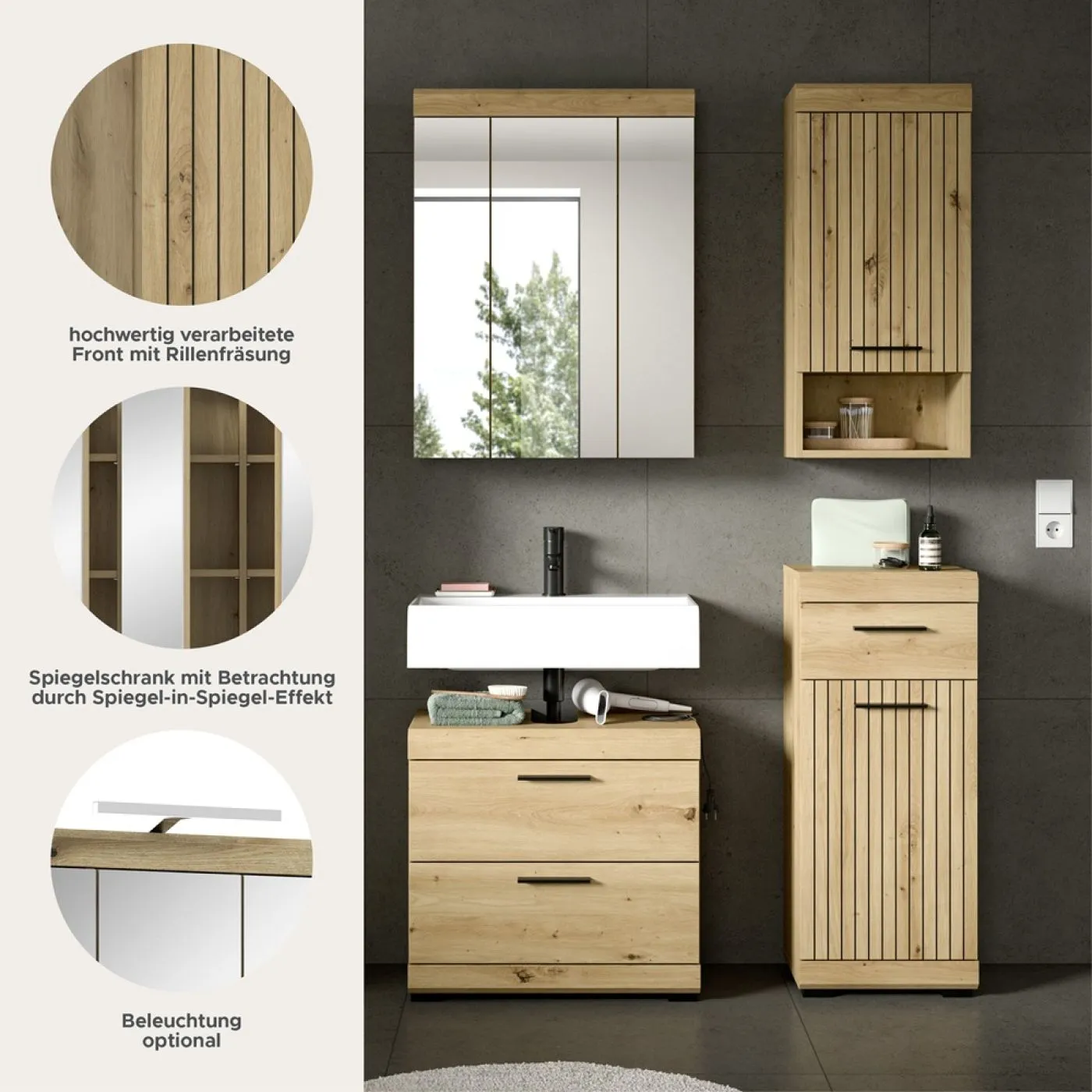 Badezimmer-Set Scout 6 | Artisan Eiche | 4-teilig