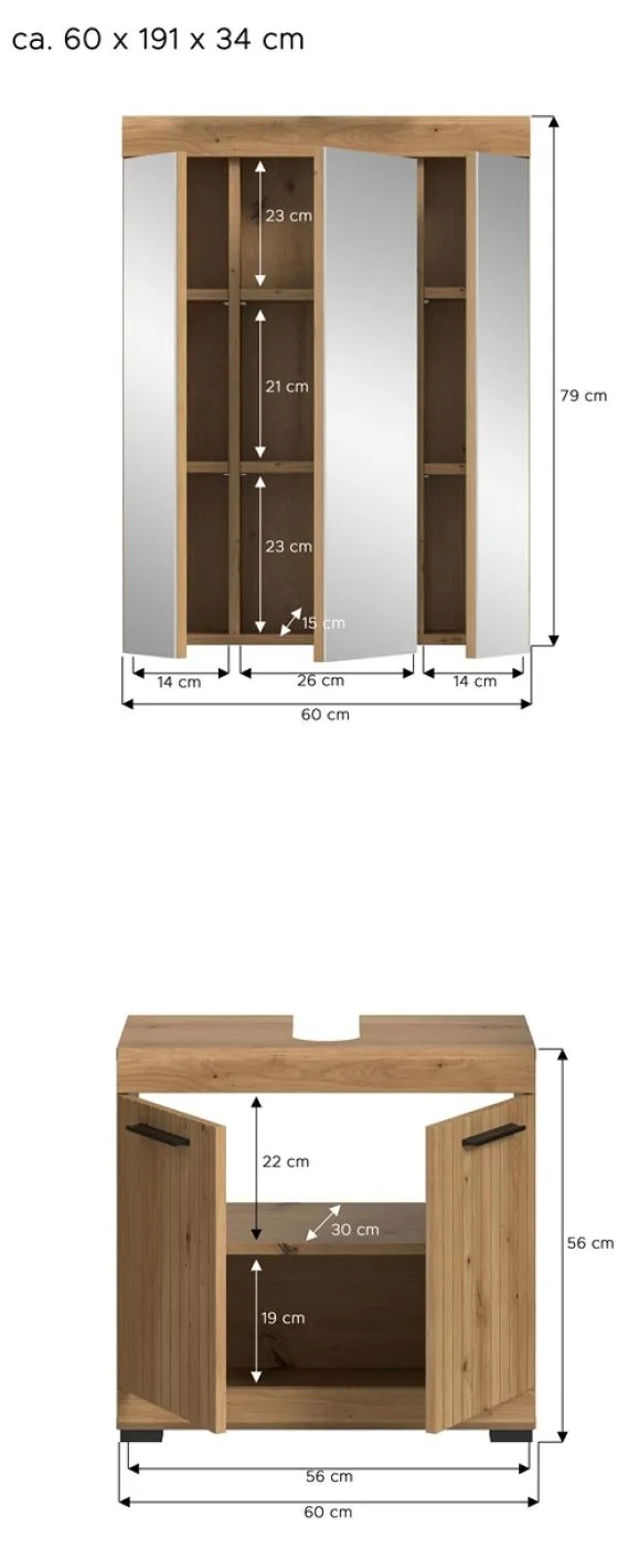 Badezimmer-Set Scout | Artisan Eiche | 2-teilig mit Aufsatzleuchte